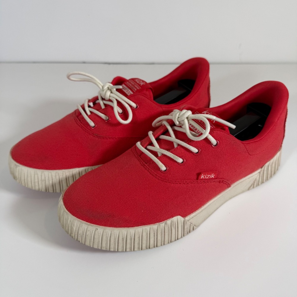 Kizik Madison Sneakers Red Canvas Hands Free Slip On Platform Casual Streetwear